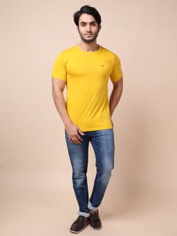 BASIC ROUND NECK HALF SLEEVE - LEMON