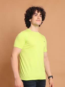 BASIC ROUND NECK HALF SLEEVE - NEONGREEN