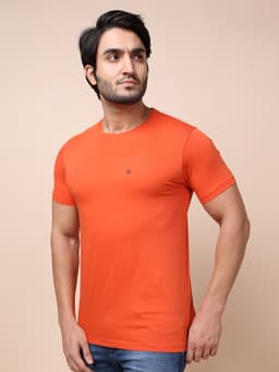 BASIC ROUND NECK HALF SLEEVE - RUST