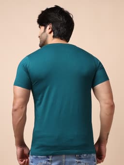BASIC HENLEY NECK HALF SLEEVE - BOTTLEGREEN