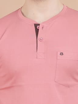 BASIC HENLEY NECK HALF SLEEVE - LTONION