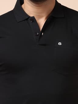 BASIC POLO NECK HALF SLEEVE - BLACK