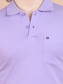BASIC POLO NECK HALF SLEEVE - LAVENDER