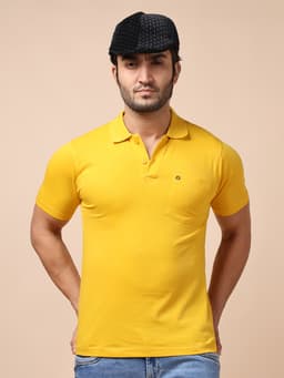 BASIC POLO NECK HALF SLEEVE - LEMON