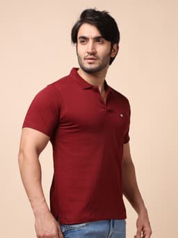BASIC POLO NECK HALF SLEEVE - MAROON