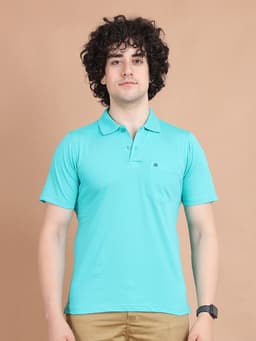 BASIC POLO NECK HALF SLEEVE - SEAGREEN