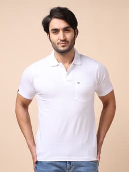 BASIC POLO NECK HALF SLEEVE - WHITE