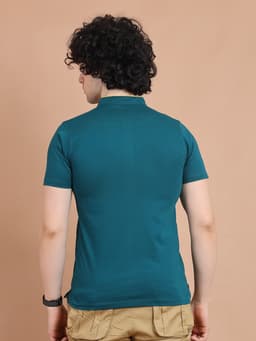 BASIC MANDARIN COLLAR HALF SLEEVE - BOTTLEGREEN
