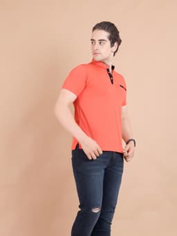 BASIC MANDARIN COLLAR HALF SLEEVE - FUCHISIA