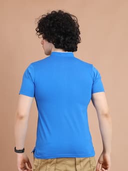 BASIC MANDARIN COLLAR HALF SLEEVE - INKBLUE