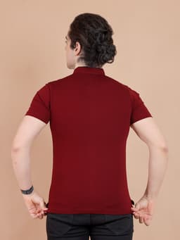 BASIC MANDARIN COLLAR HALF SLEEVE - MAROON