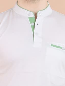 BASIC MANDARIN COLLAR HALF SLEEVE - OFFWHITE