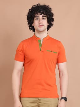 BASIC MANDARIN COLLAR HALF SLEEVE - RUST