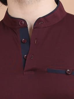 BASIC MANDARIN COLLAR HALF SLEEVE - WINE