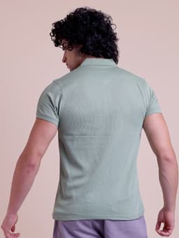 PREMIUM POLO NECK HALF SLEEVE RIB T-SHIRT-NEWSAGE