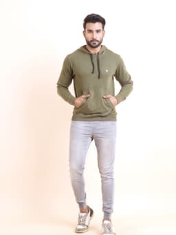 WASHED PREMIUM LOOPKNIT FULL SLEEVE HOODY SWEAT SHIRT - RUST