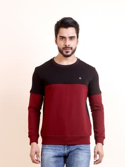 PREMIUM LOOPKNIT CUT AND SEW FULL SLEEVE ROUND NECK SWEAT SHIRT - MAROON