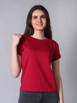 LADIES BASIC PREMIUM STRETCHABLE ROUND NECK HALF SLEEVE TSHIRT - DKRANI