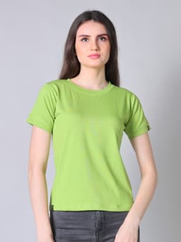 LADIES BASIC PREMIUM STRETCHABLE ROUND NECK HALF SLEEVE TSHIRT - PARROTGREEN