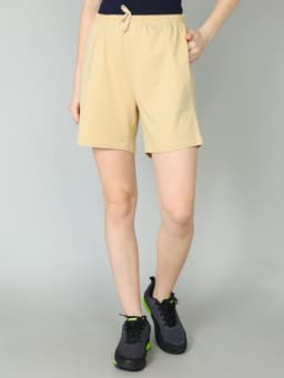 WOMEN'S REGULAR FIT SHORTS WITH SIDE POCKET - BEIGE