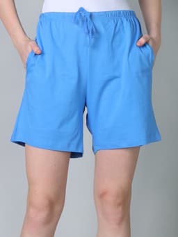 WOMEN'S REGULAR FIT SHORTS WITH SIDE POCKET - IRISBLUE