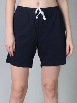 WOMEN'S REGULAR FIT SHORTS WITH SIDE POCKET - NAVY