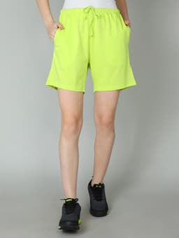 WOMEN'S REGULAR FIT SHORTS WITH SIDE POCKET - NEONGREEN