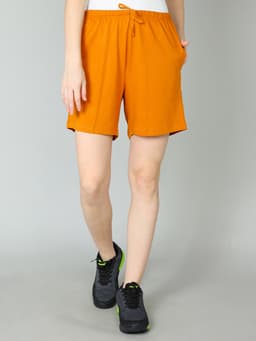 WOMEN'S REGULAR FIT SHORTS WITH SIDE POCKET - PEANUTBROWN