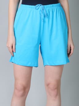WOMEN'S REGULAR FIT SHORTS WITH SIDE POCKET - SKYBLUE
