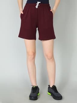 WOMEN'S REGULAR FIT SHORTS WITH SIDE POCKET - WINE