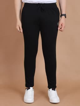 BASIC REGULAR FIT LOOPKNIT PREMIUM TRACK PANT - BLACK