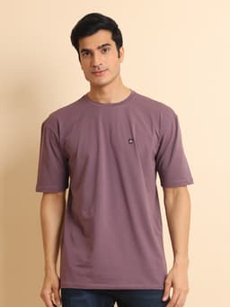 BASIC STRETCHABLE OVERSIZE ROUND NECK HALF SLEEVE - BERRY