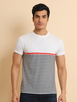 FASHION PRINTED REGULAR FIT PREMIUM STRETCHABLE ROUND NECK HALF SLEEVE TSHIRT - RED