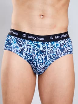 DIGITAL PRINTED PREMIUM STRETCHABLE BRIEF - WHITEBLUE
