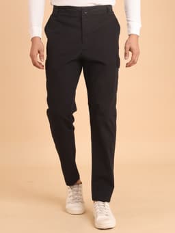 PREMIUM 100% COTTON TWILL MIDRISE SIX POCKETS CARGO PANTS - BLACK