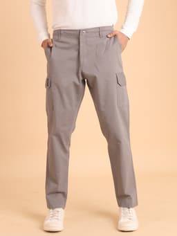PREMIUM 100% COTTON TWILL MIDRISE SIX POCKETS CARGO PANTS - D.GREY