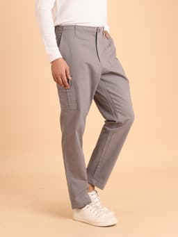PREMIUM 100% COTTON TWILL MIDRISE SIX POCKETS CARGO PANTS - D.GREY