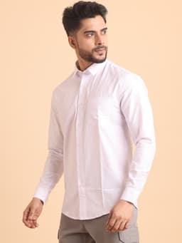 BASIC CHECKS COTTON FULL SLEEVE SHIRT-WHITE