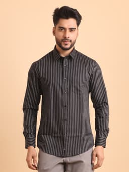 BASIC CHECKS COTTON FULL SLEEVE SHIRT-BLACK