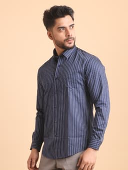 BASIC CHECKS COTTON FULL SLEEVE SHIRT-NAVY
