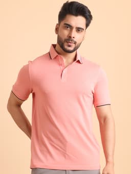 BASIC PREMIUM MERCERISED PIQUE POLO NECK HALF SLEEVE T-SHIRT-LT.ONION