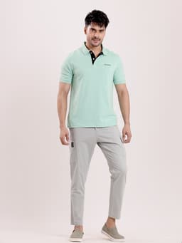 BASIC STRETCHABLE POLO NECK HALF SLEEVE T-SHIRT