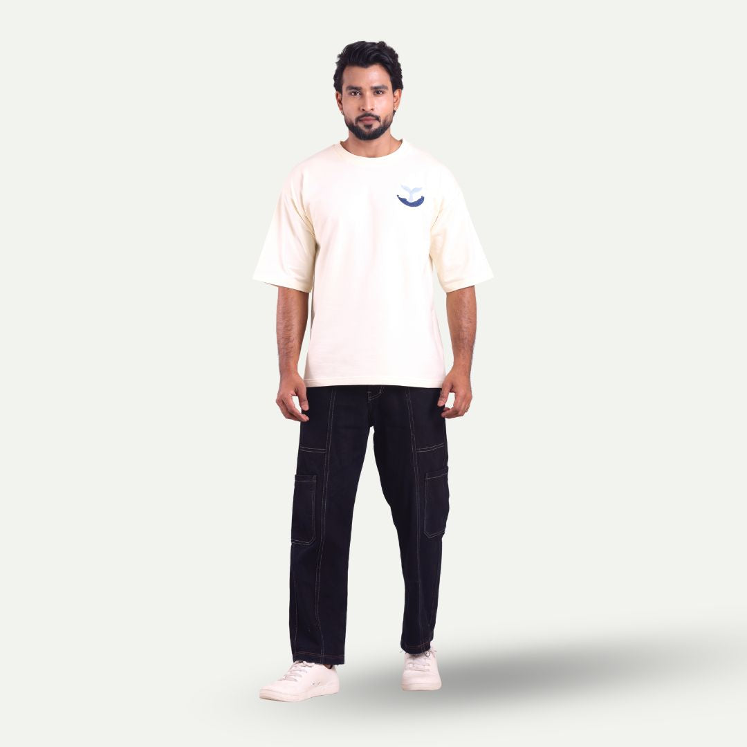 Men's Oversized Graphic T-Shirt - Whale Artwork