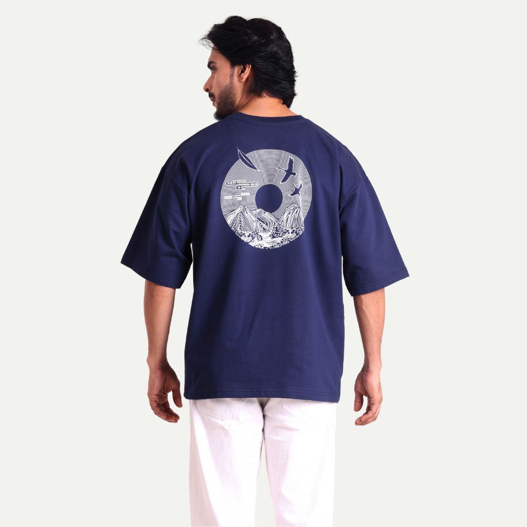 Men's Oversized Graphic T-Shirt - Ocean Emblem