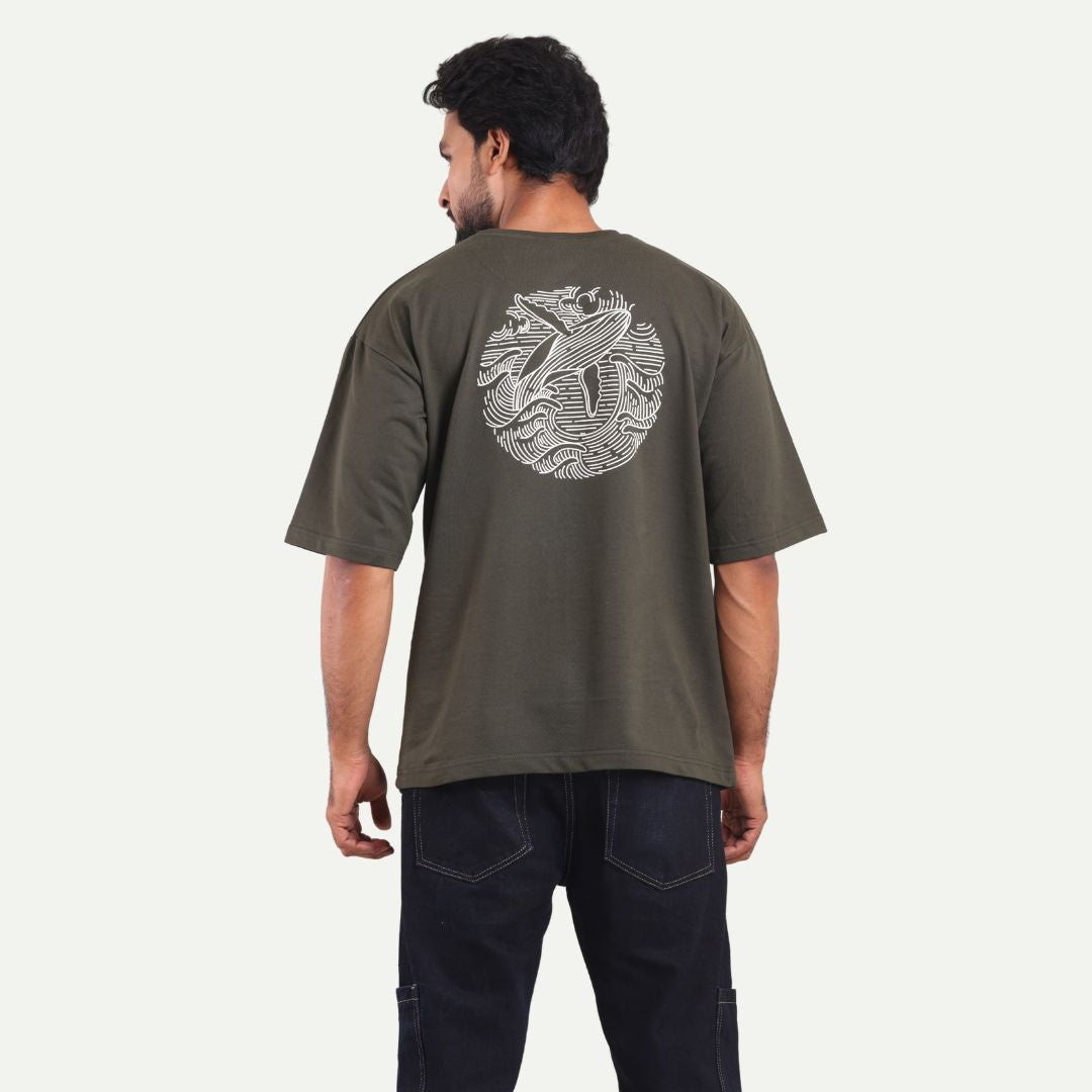 Men's Oversized Graphic T-Shirt - Eagle Artwork