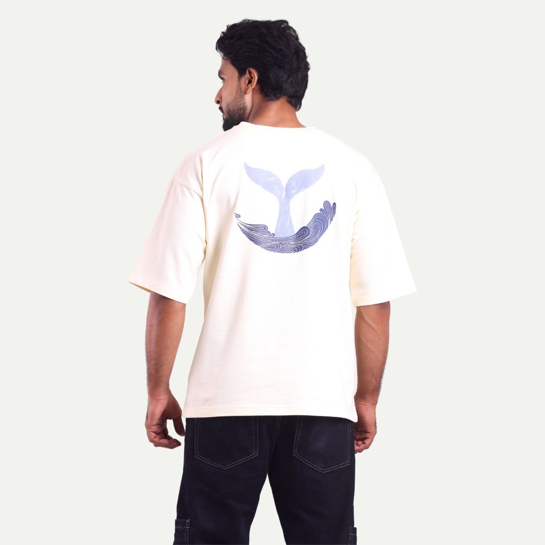 Men's Oversized Graphic T-Shirt - Whale Artwork