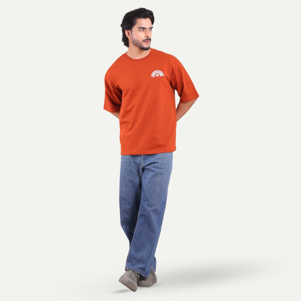 Men's Oversized Graphic T-Shirt - Sunset Wave