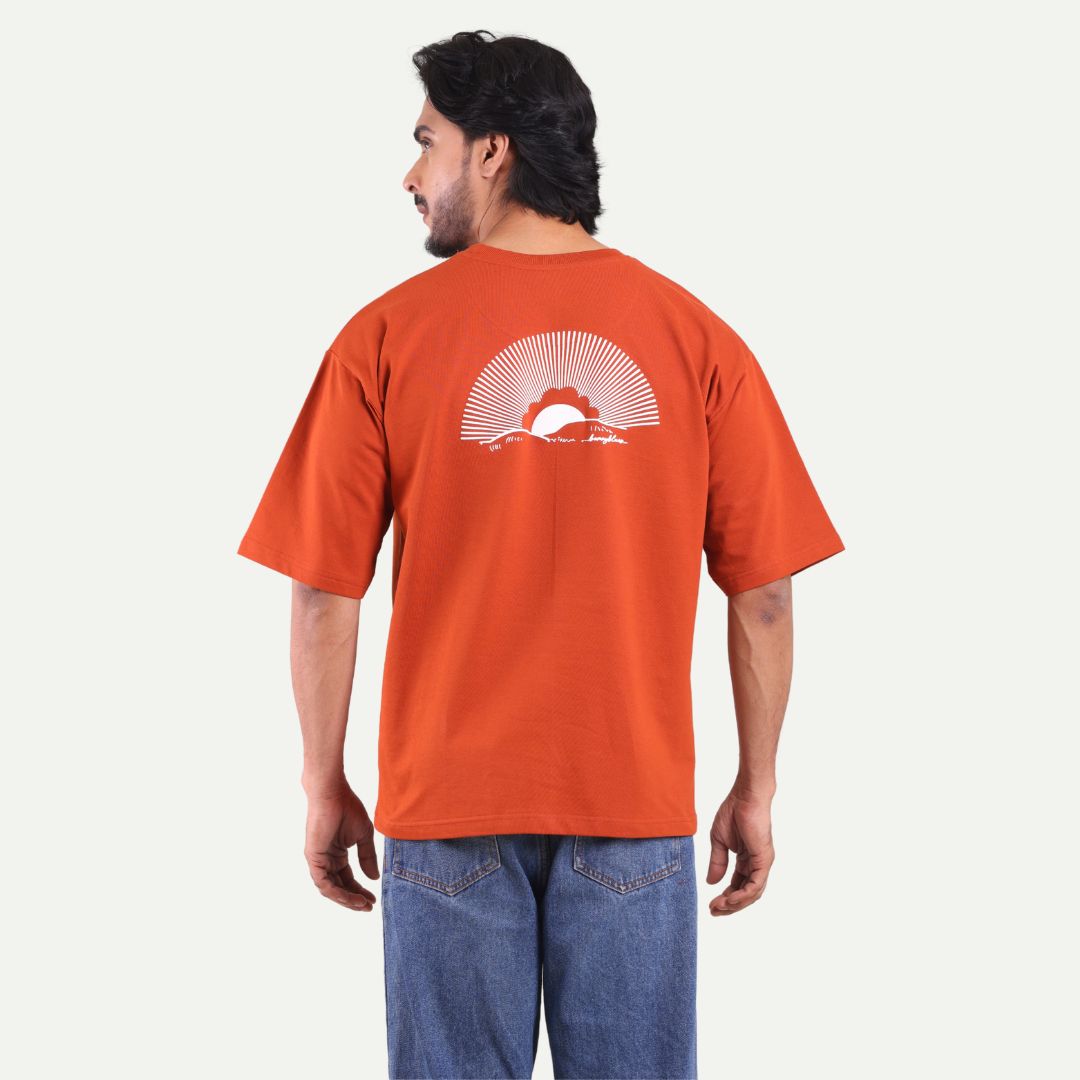 Men's Oversized Graphic T-Shirt - Sunset Wave