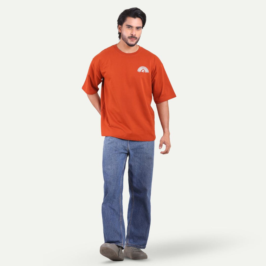 Men's Oversized Graphic T-Shirt - Sunset Wave