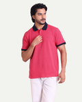 Printed Polo Neck T-Shirt - Geometric Pattern